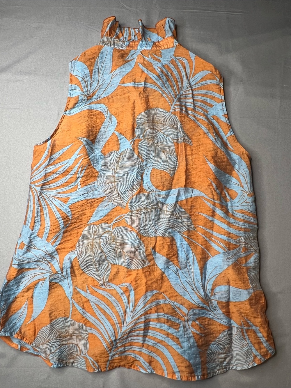 Cabi Tropical Palm Print Sleeveless Blouse Size Medium | Ruffle Front style 6525 - Picture 7 of 7
